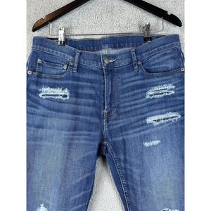 Abercrombie & Fitch Jeans Mens 34x32 Blue Distressed Skinny Stretch Denim Pants